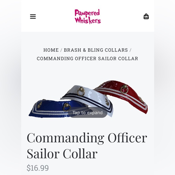 Fancy Collar Dog (or Cat) Sailor Collar
Sz 12 NWT Retail $16.99 - Picture 3 of 7